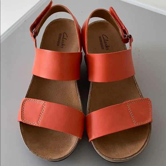 clarks orange sandals